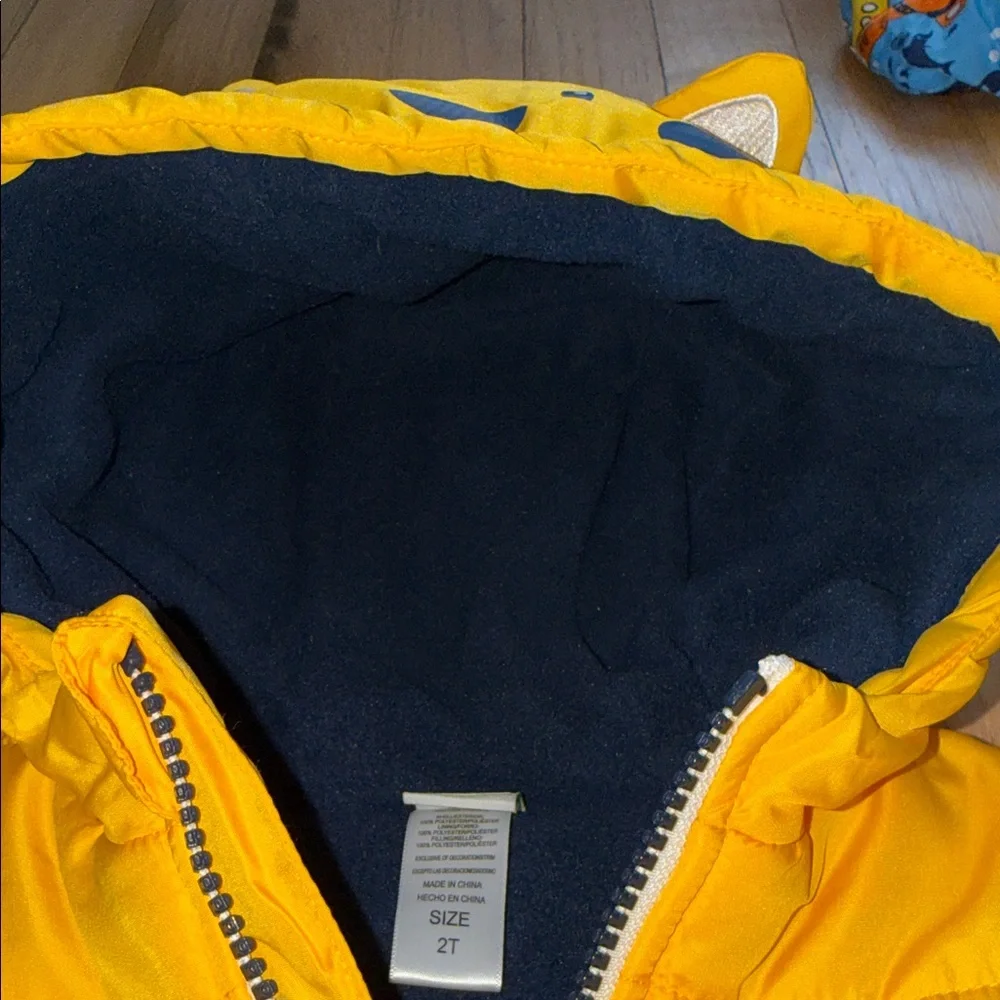 Little Me Toddler Sunny Yellow Kids Hooded Fleece Puffer Vest size 2T